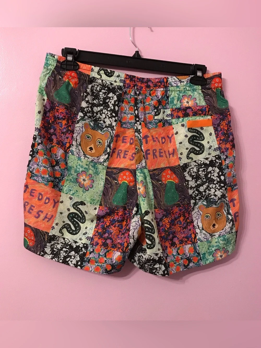 Teddy Fresh Myfawnwy Patchwork Trippy Swim Shorts Size Large